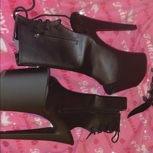 Black Matte Faux Leather Platform Heels